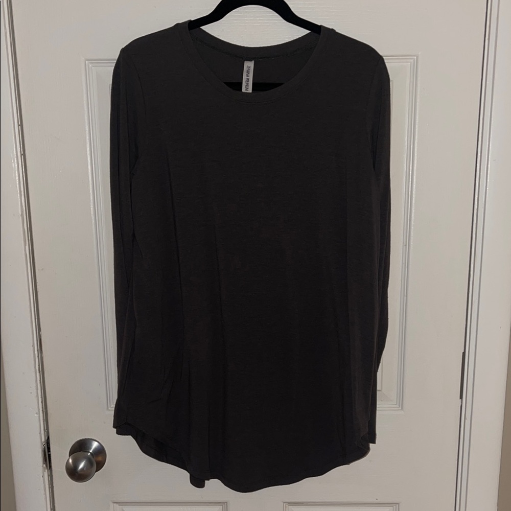 Zenana Outfitters Dark Gray Oversized Long Sleeve Top